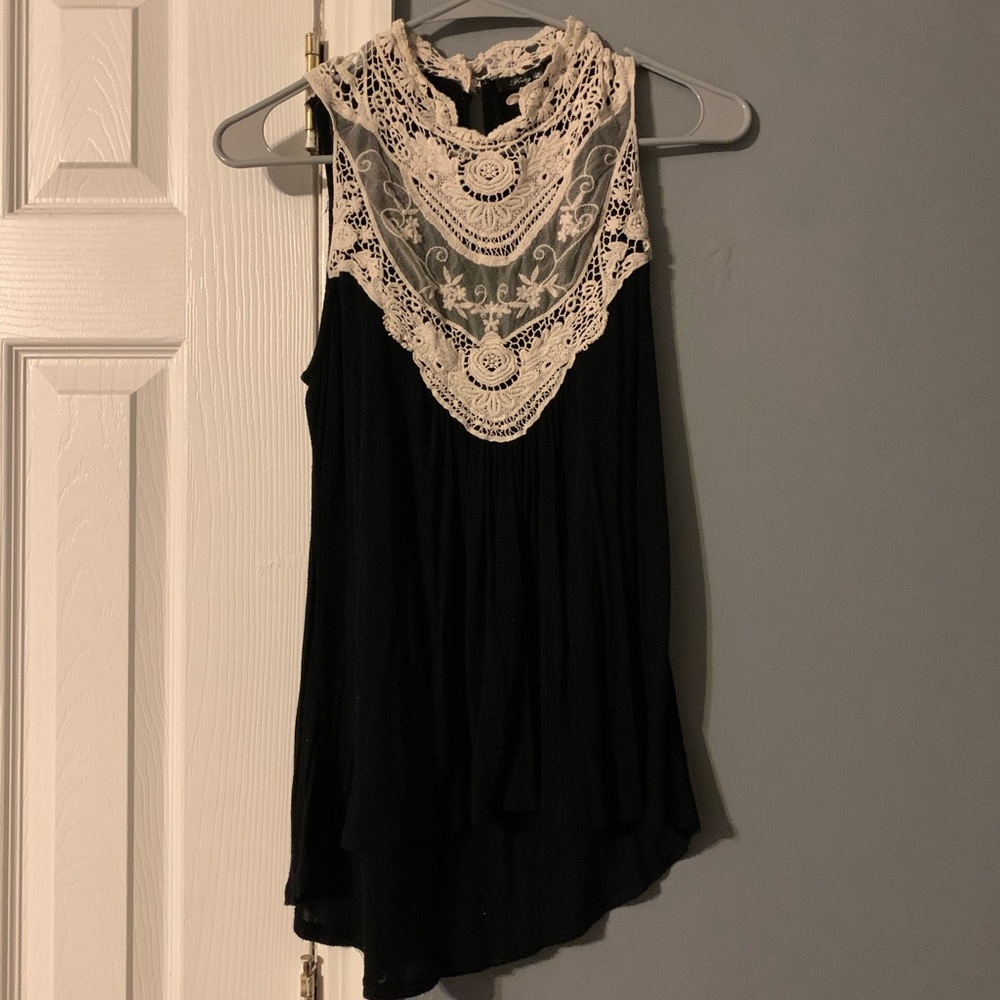 Lace High-Neck Tank Top